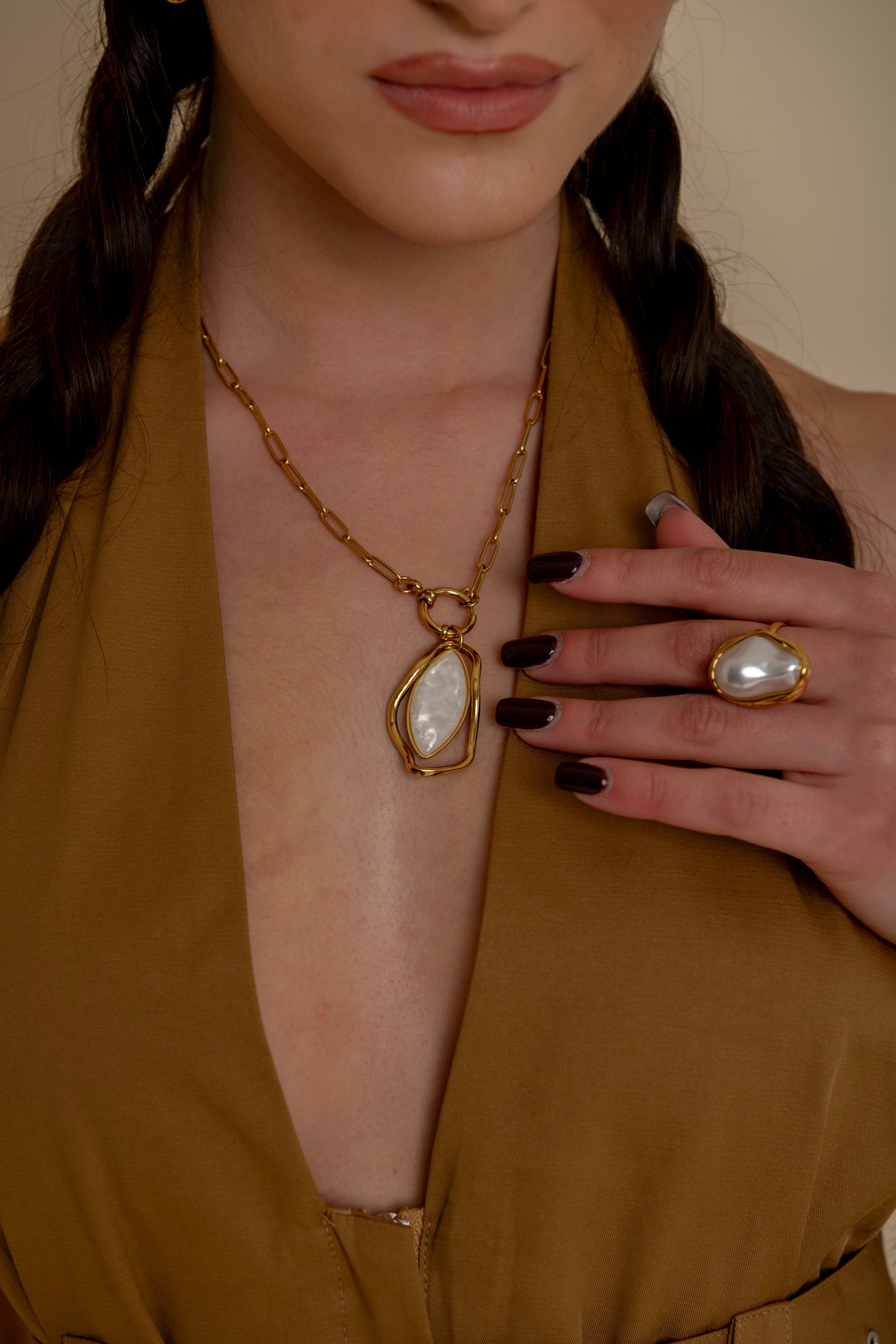 Collana ondulata perla