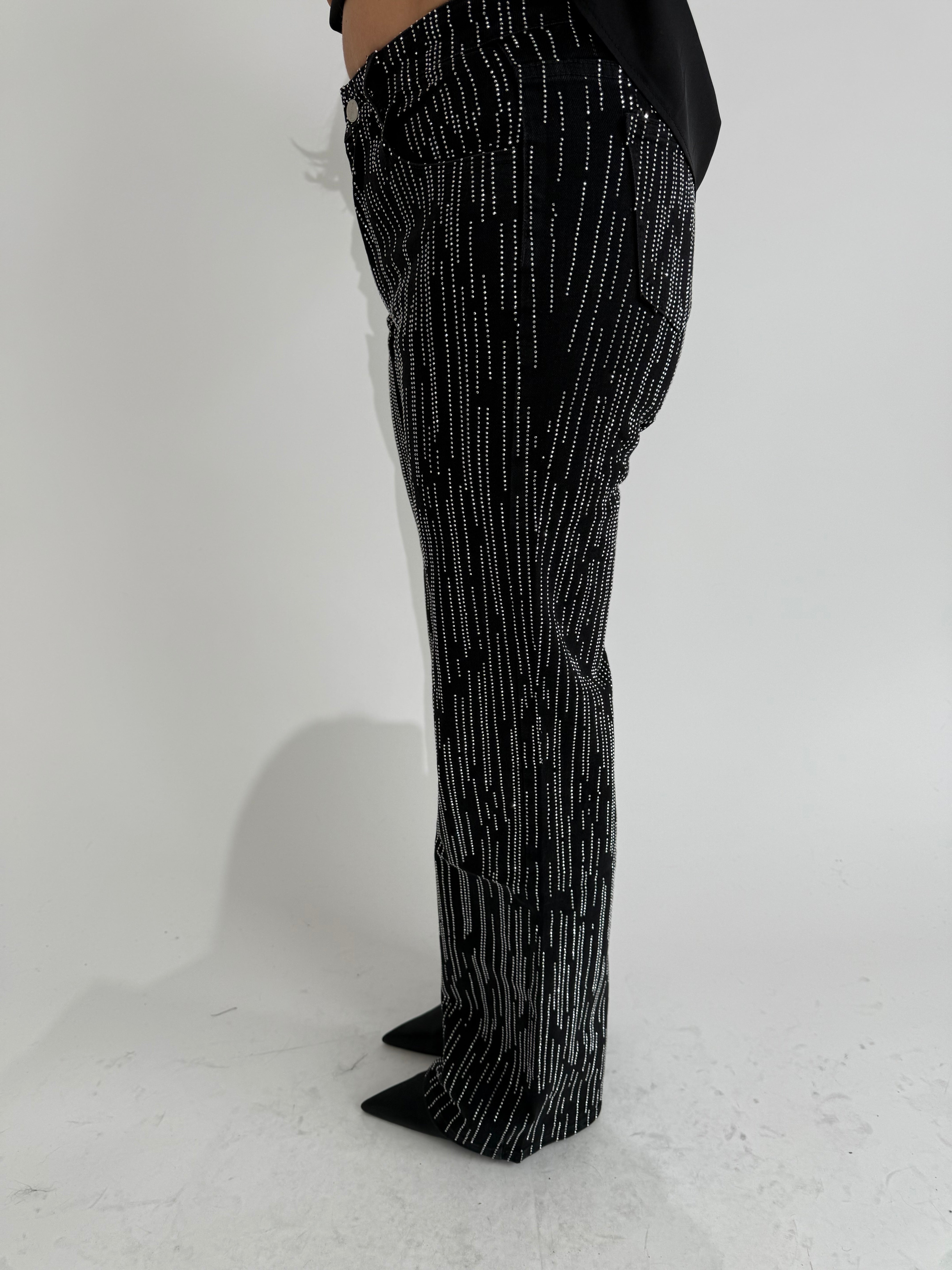 Jeans strass silver