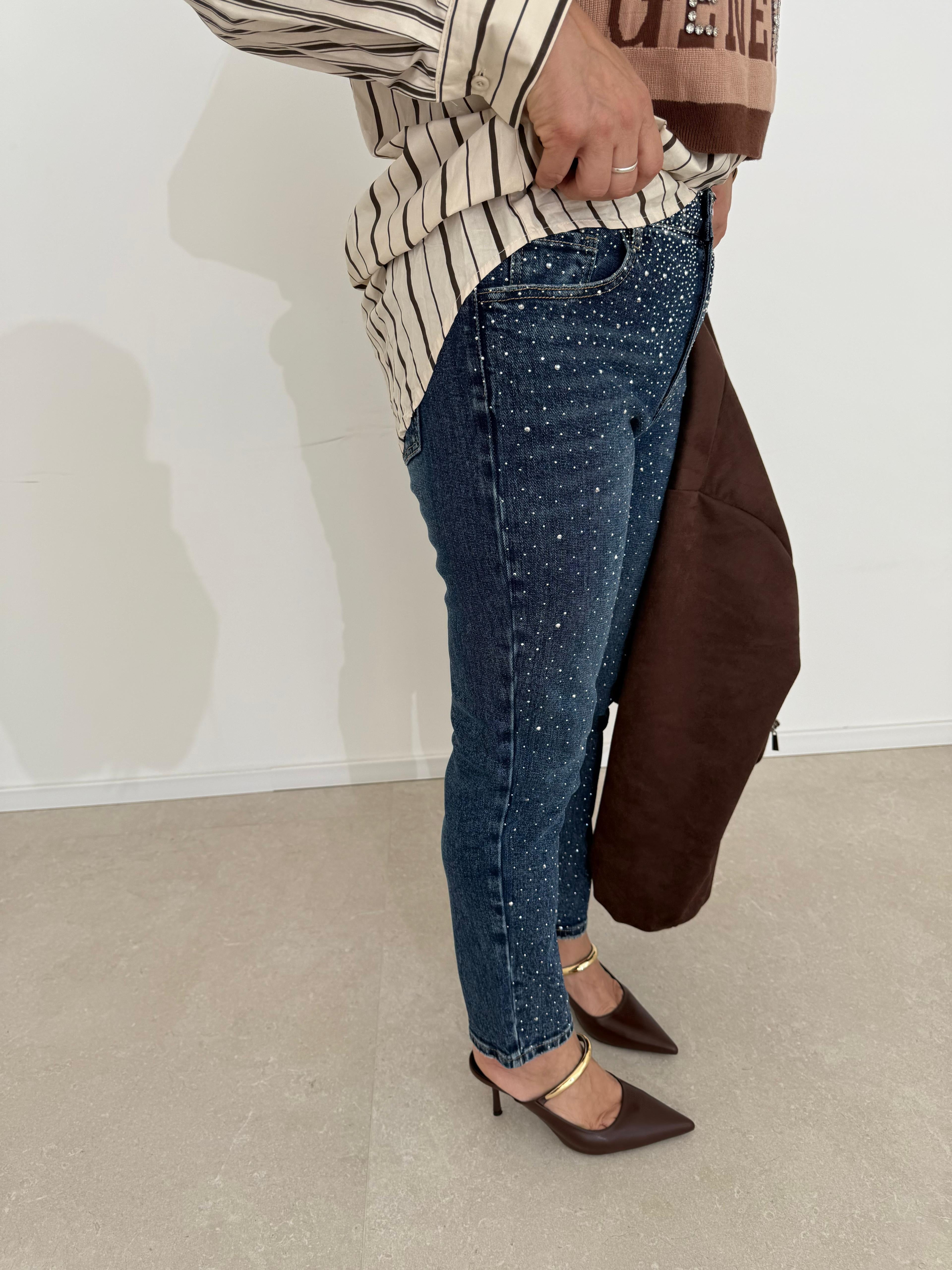 Jeans mom fit strass