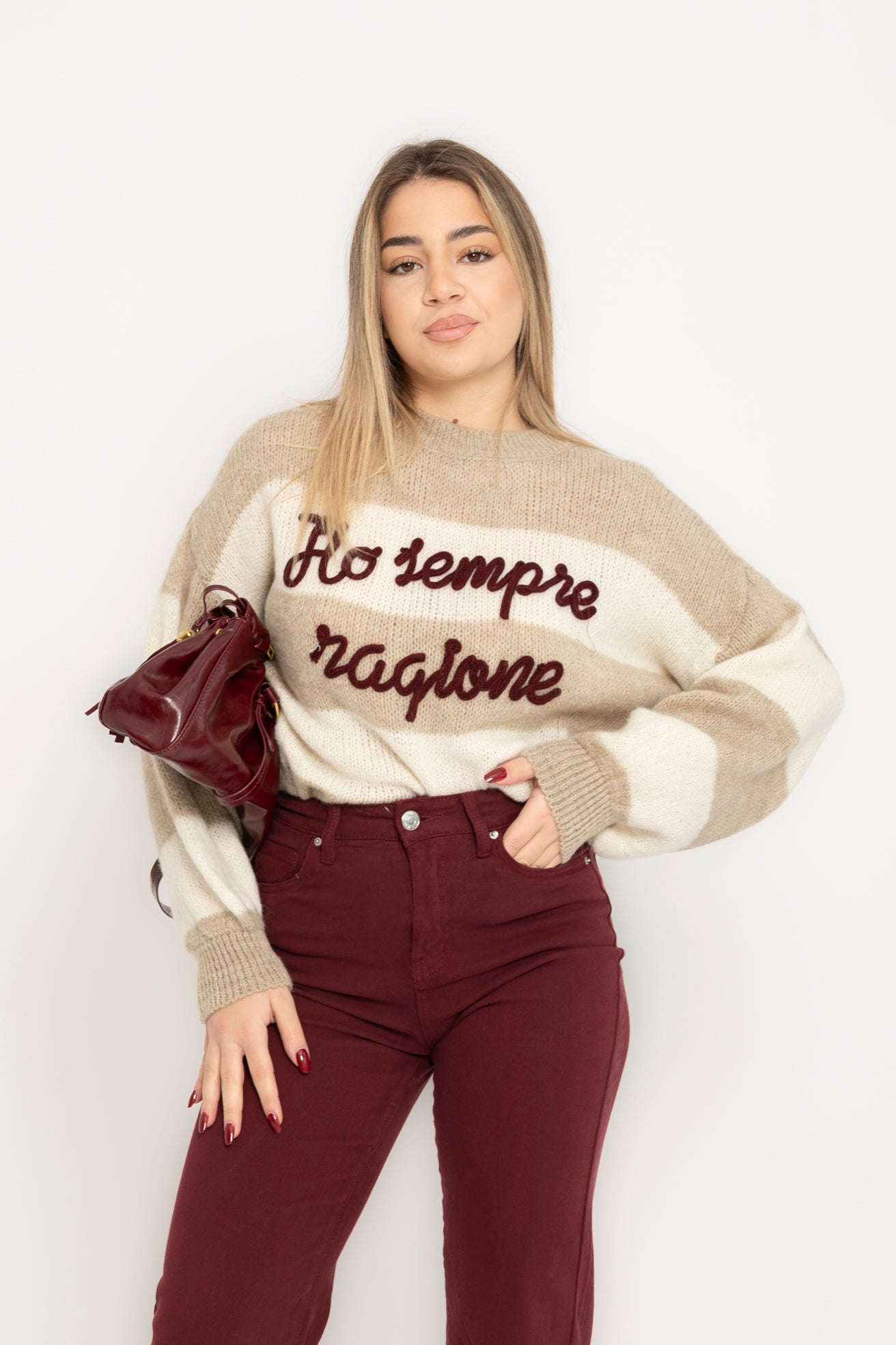 Pull “ho sempre ragione” beige