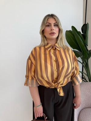 Camicia velata righe curvy