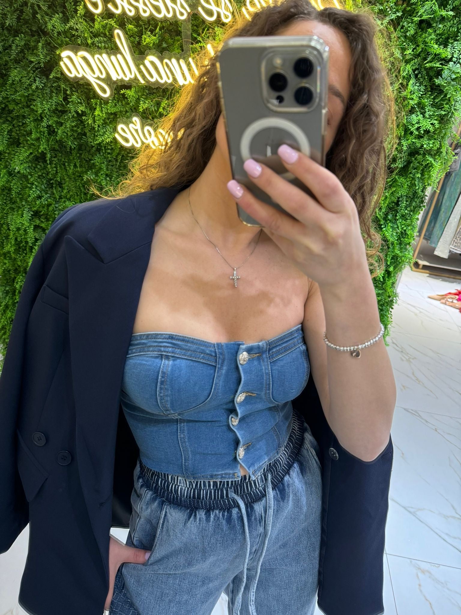 Top cuore in denim