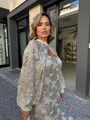Abito con mantella paillettes curvy