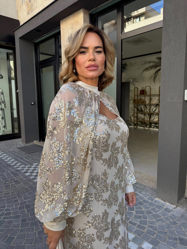 Abito con mantella paillettes curvy