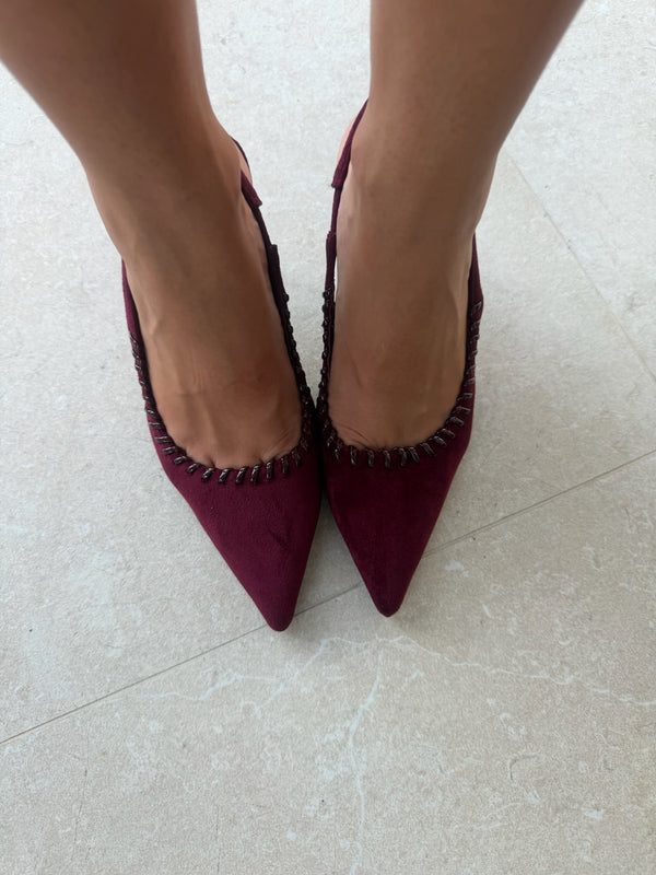 Décolleté slingback camoscio