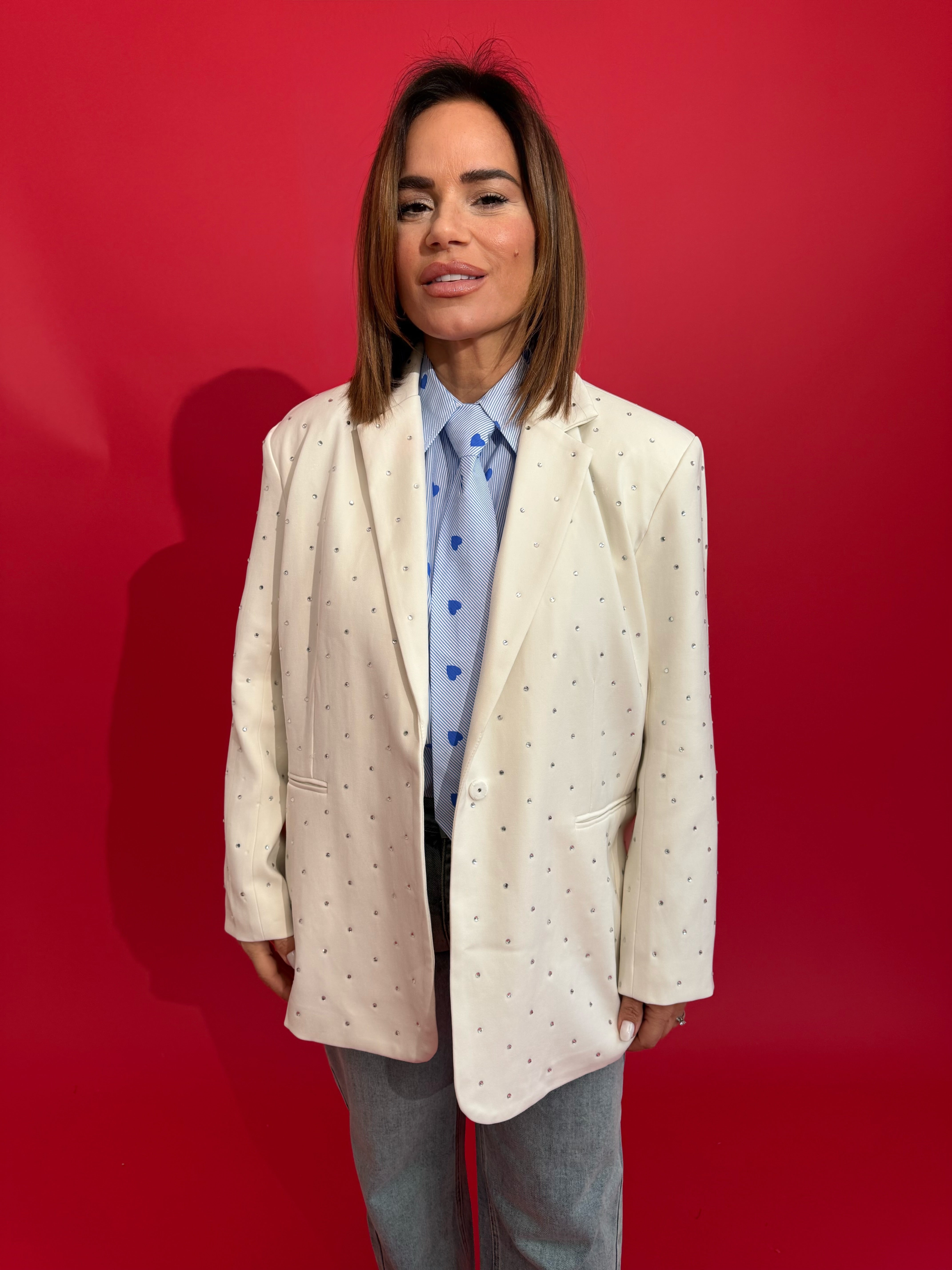 Giacca con strass panna