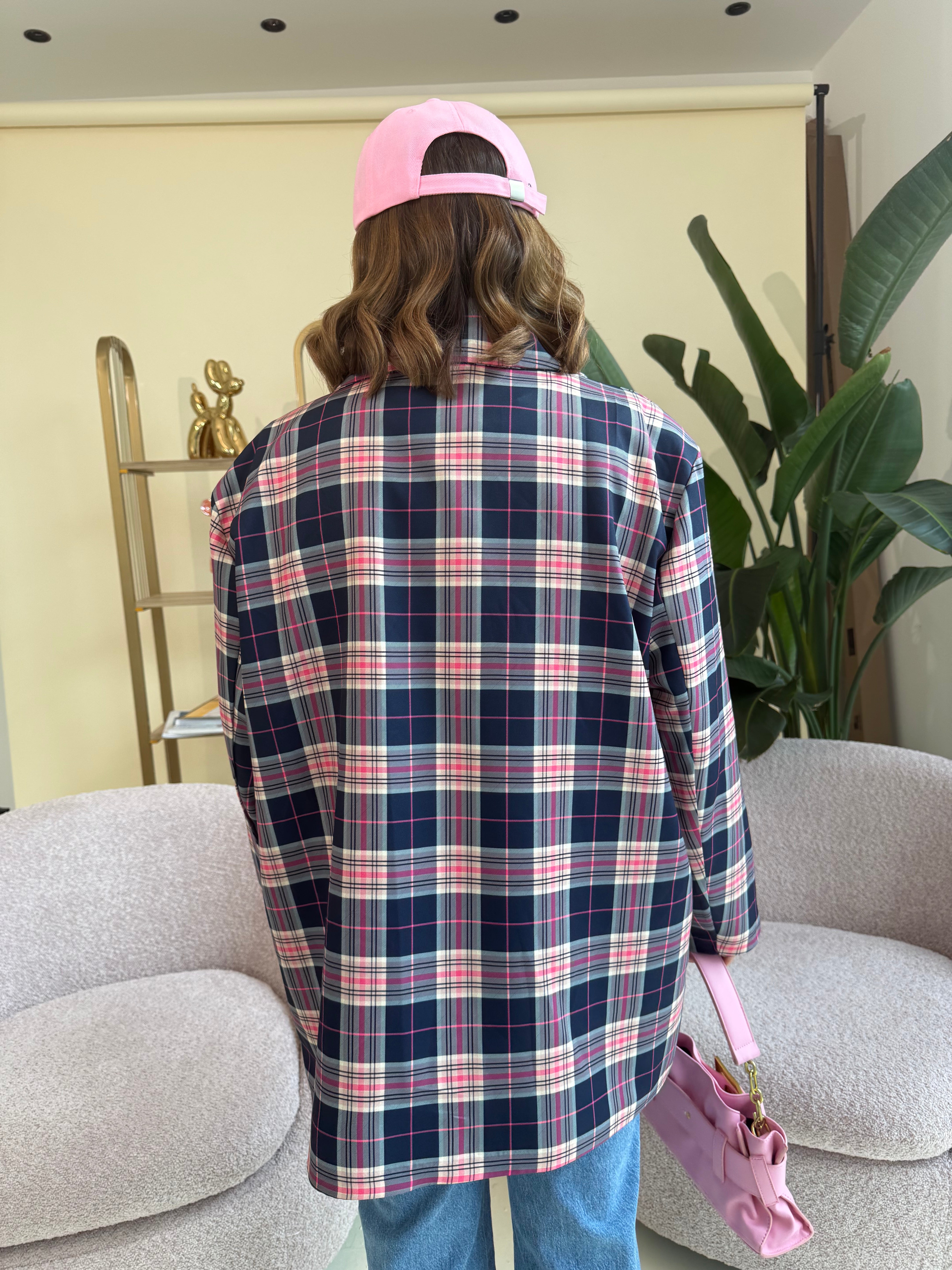 Giacca a quadri blue curvy