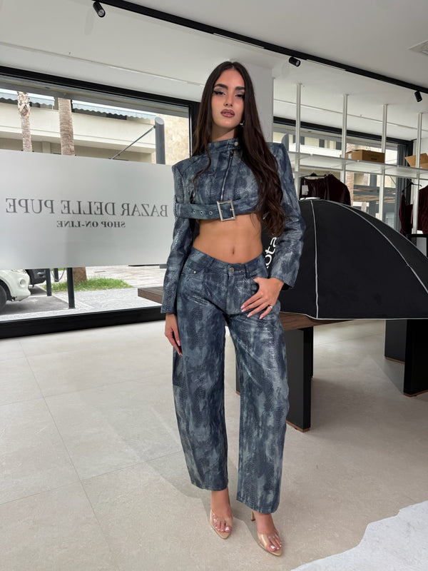 Cordset pitonato blu