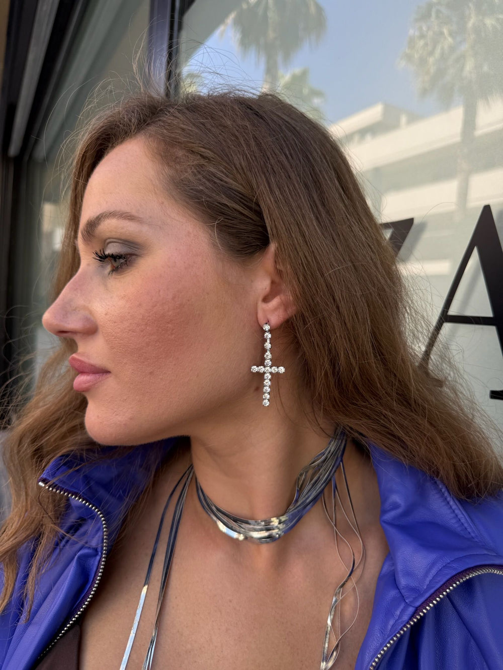 Orecchini croce strass