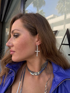 Orecchini croce strass