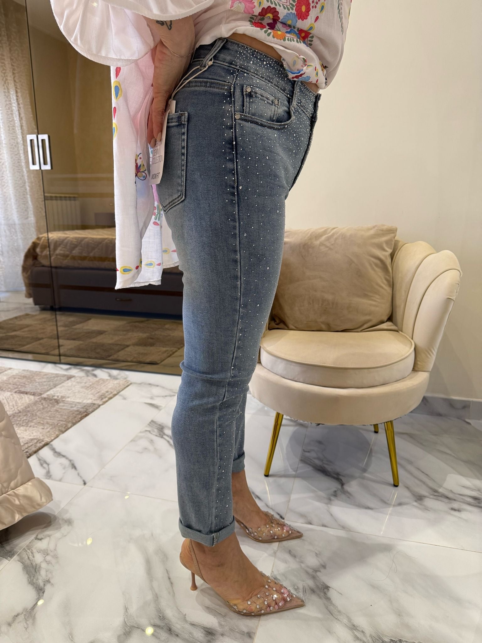 Jeans skinny strass