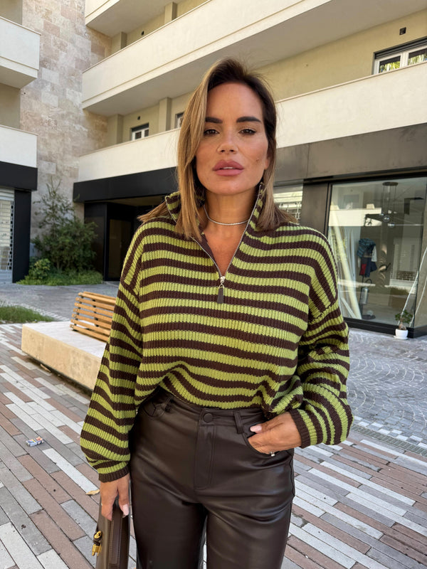 Pull a righe con cerniera