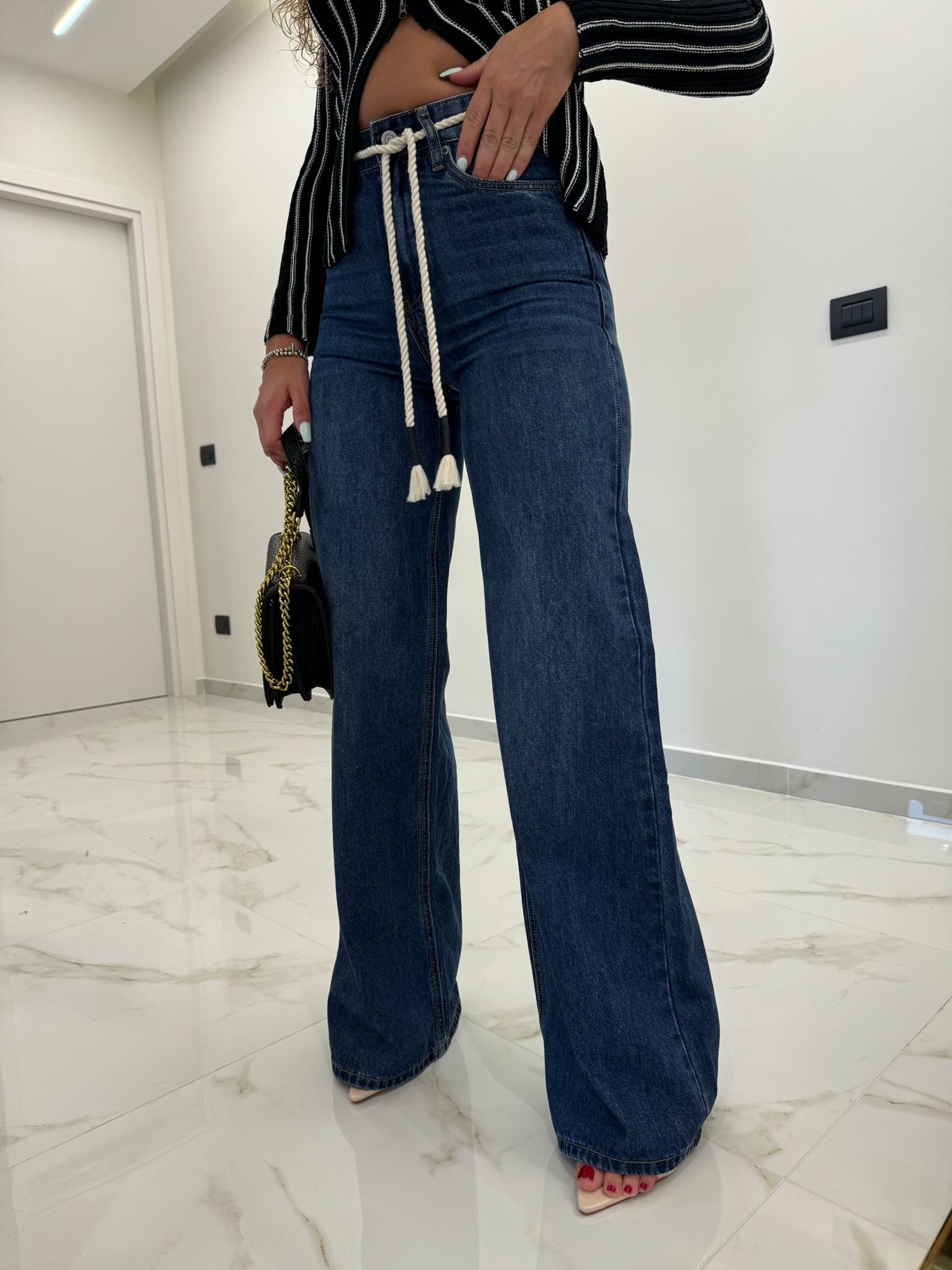 Jeans palazzo corda denim