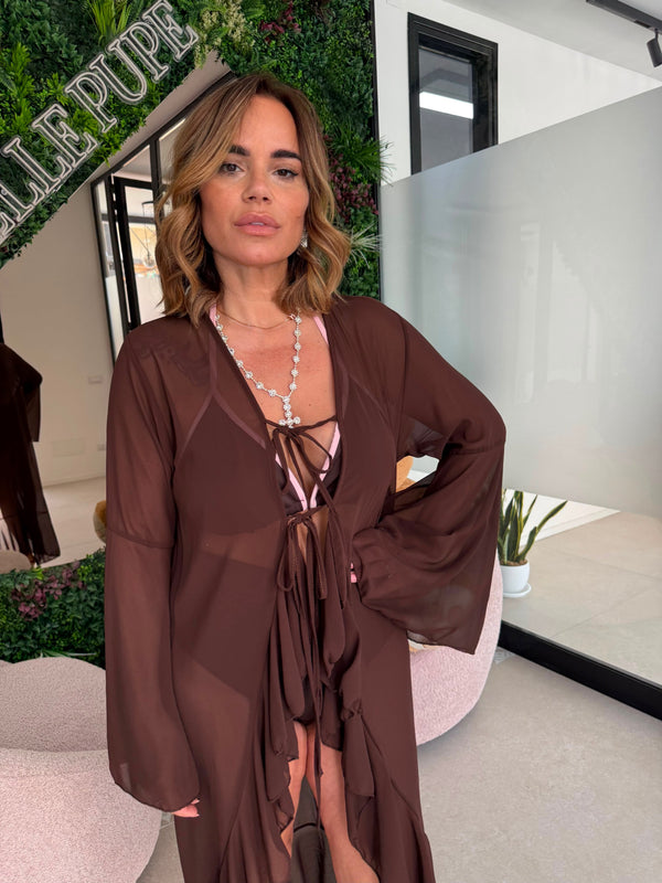 Kimono velato con rouches