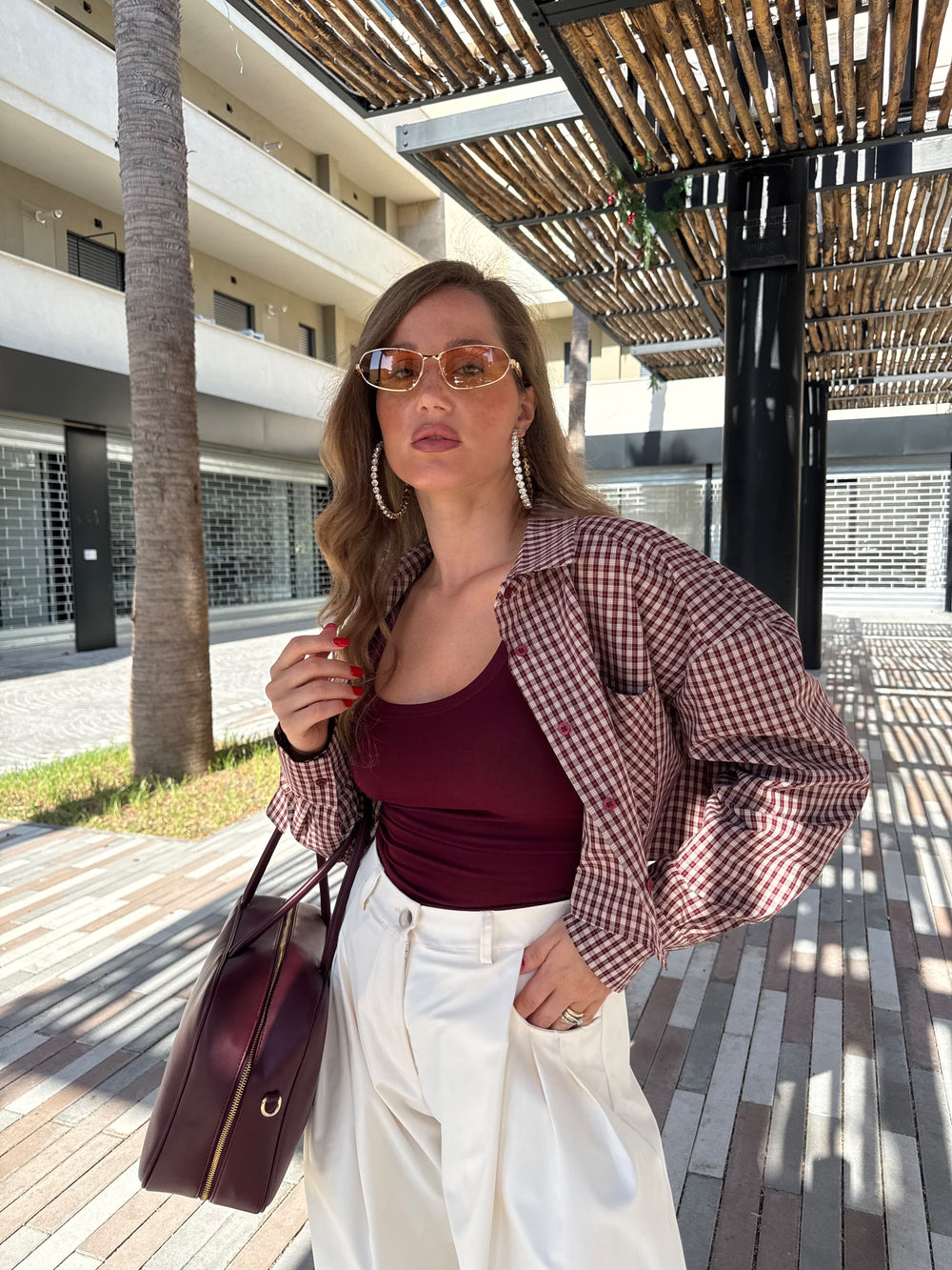 Camicia crop quadretti