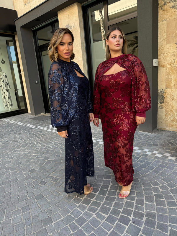 Abito con mantella paillettes curvy