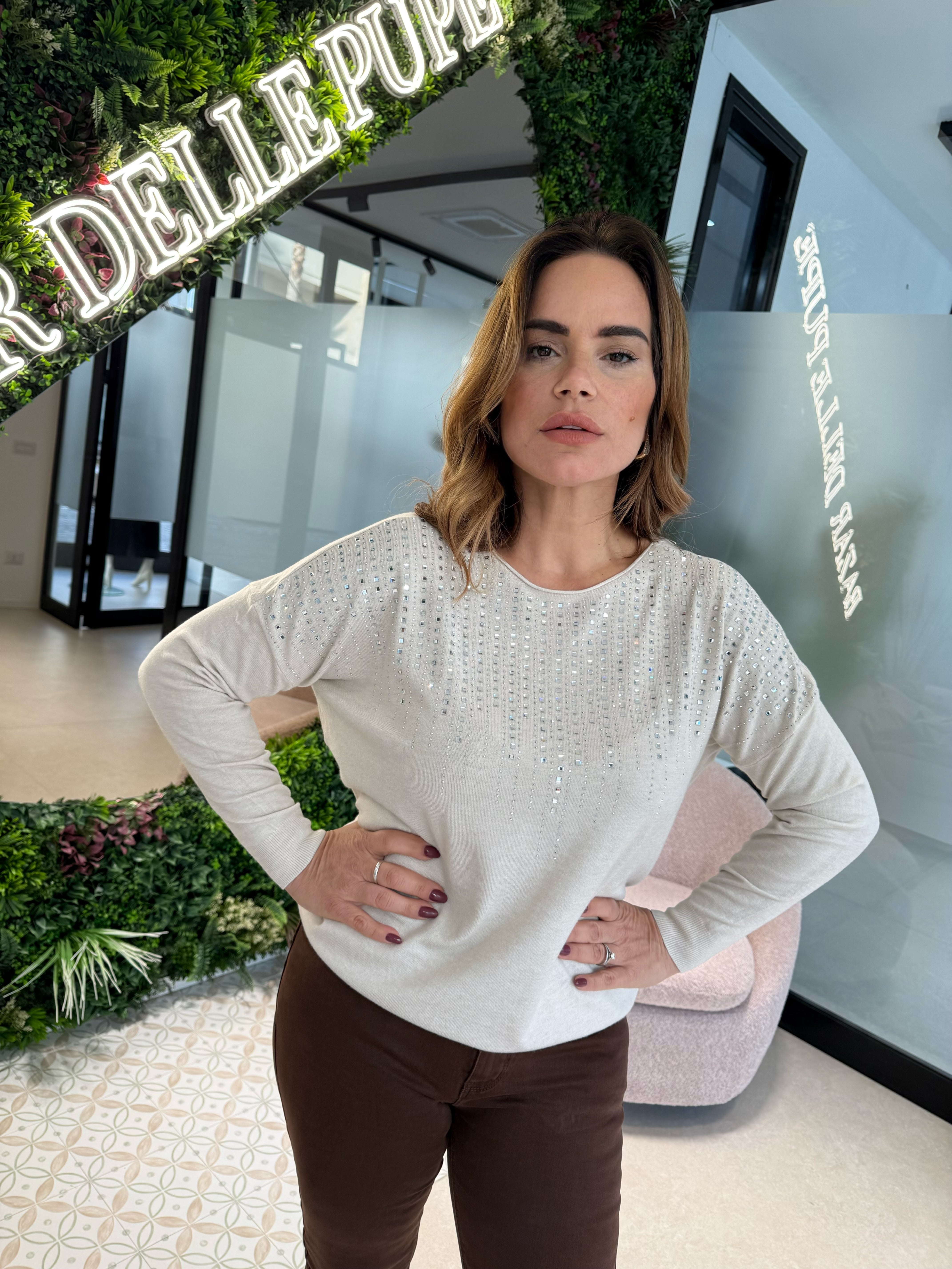 Pull cascata di strass