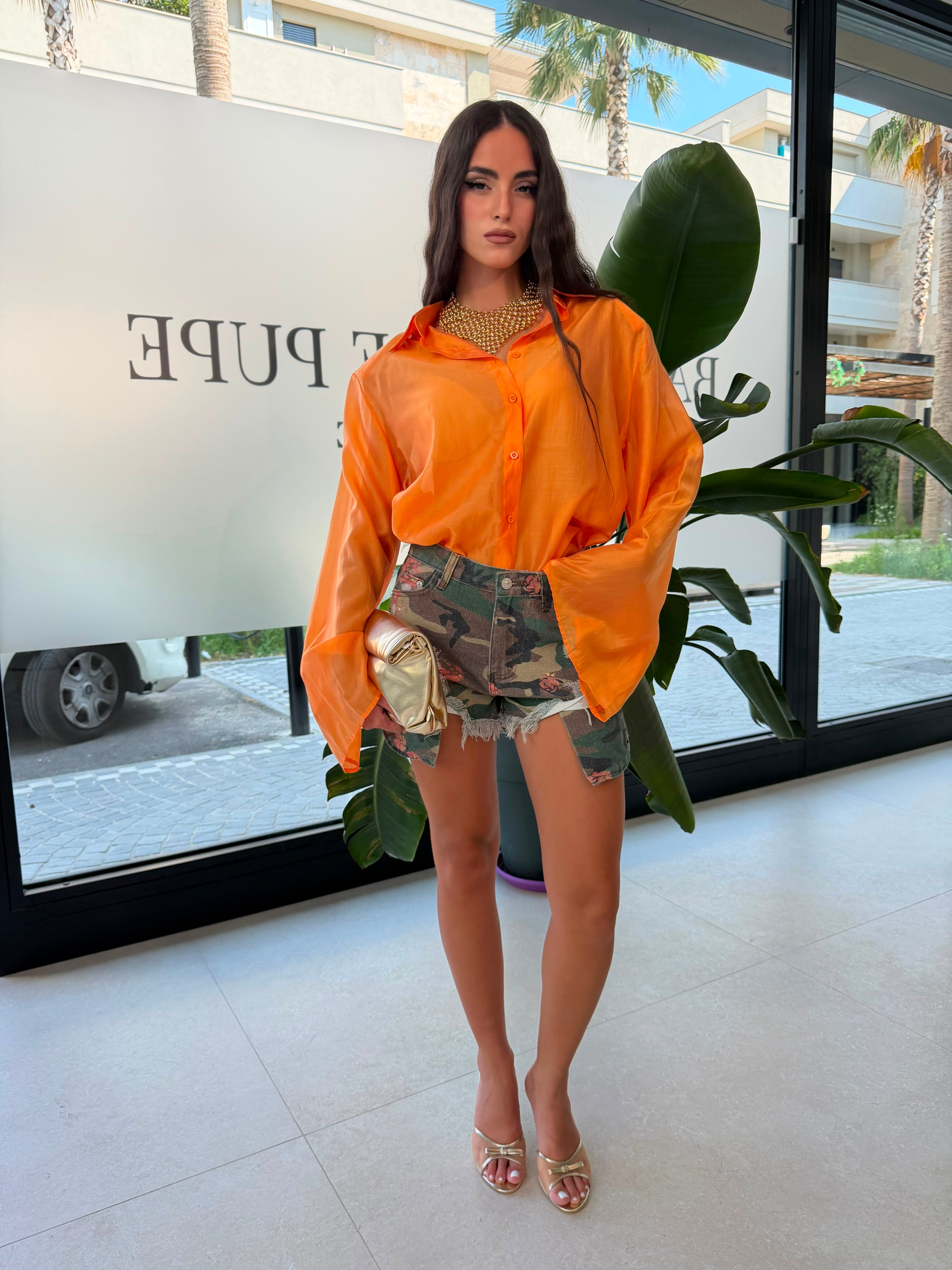Camicia velata manica larga