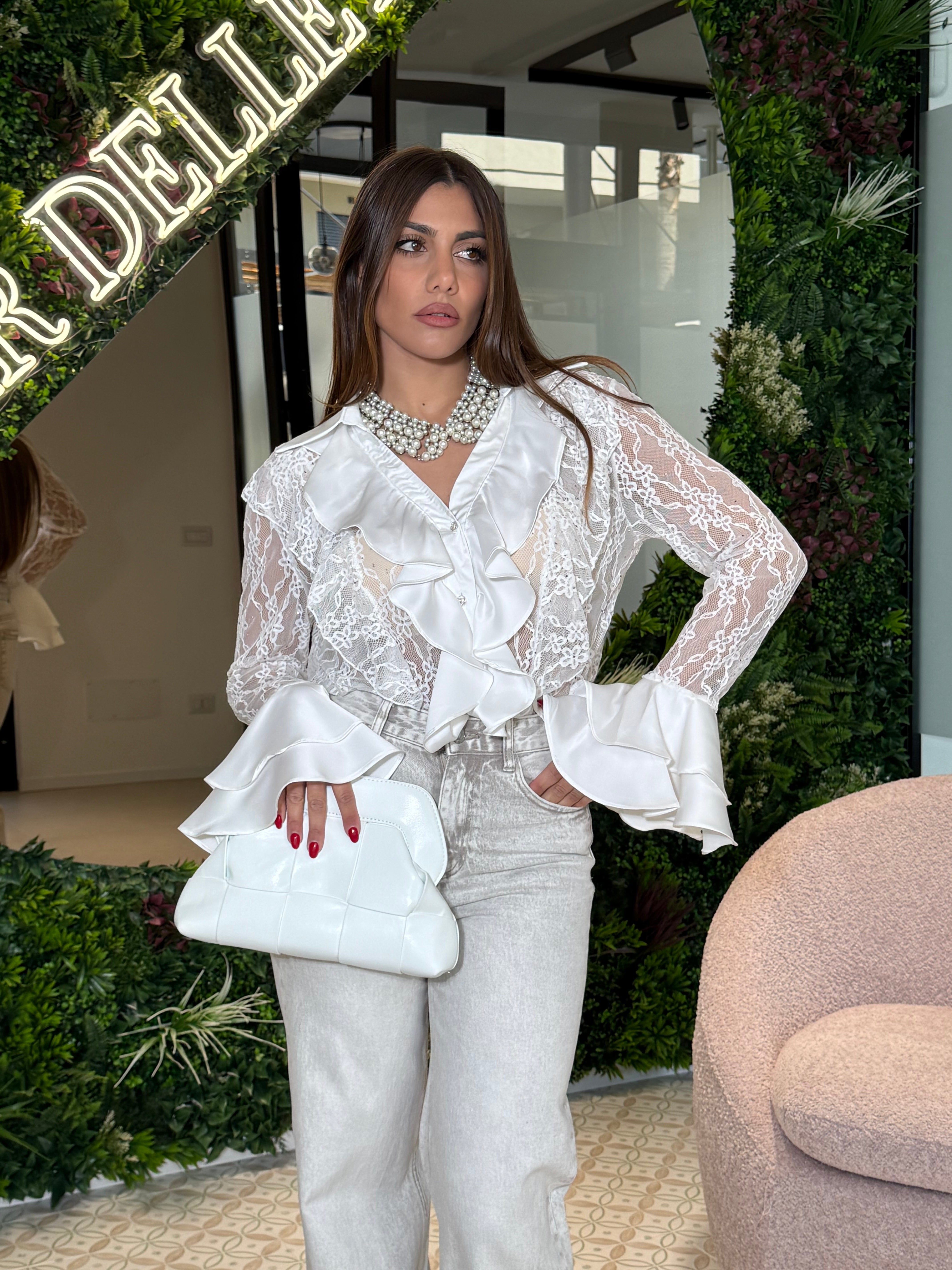 Camicia rouche strass
