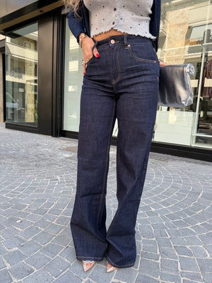 Jeans palazzo cuciture camel