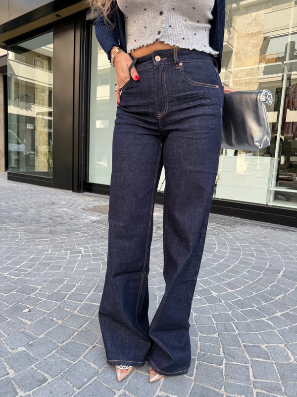 Jeans palazzo cuciture camel