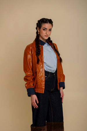 Bomber in ecopelle camel