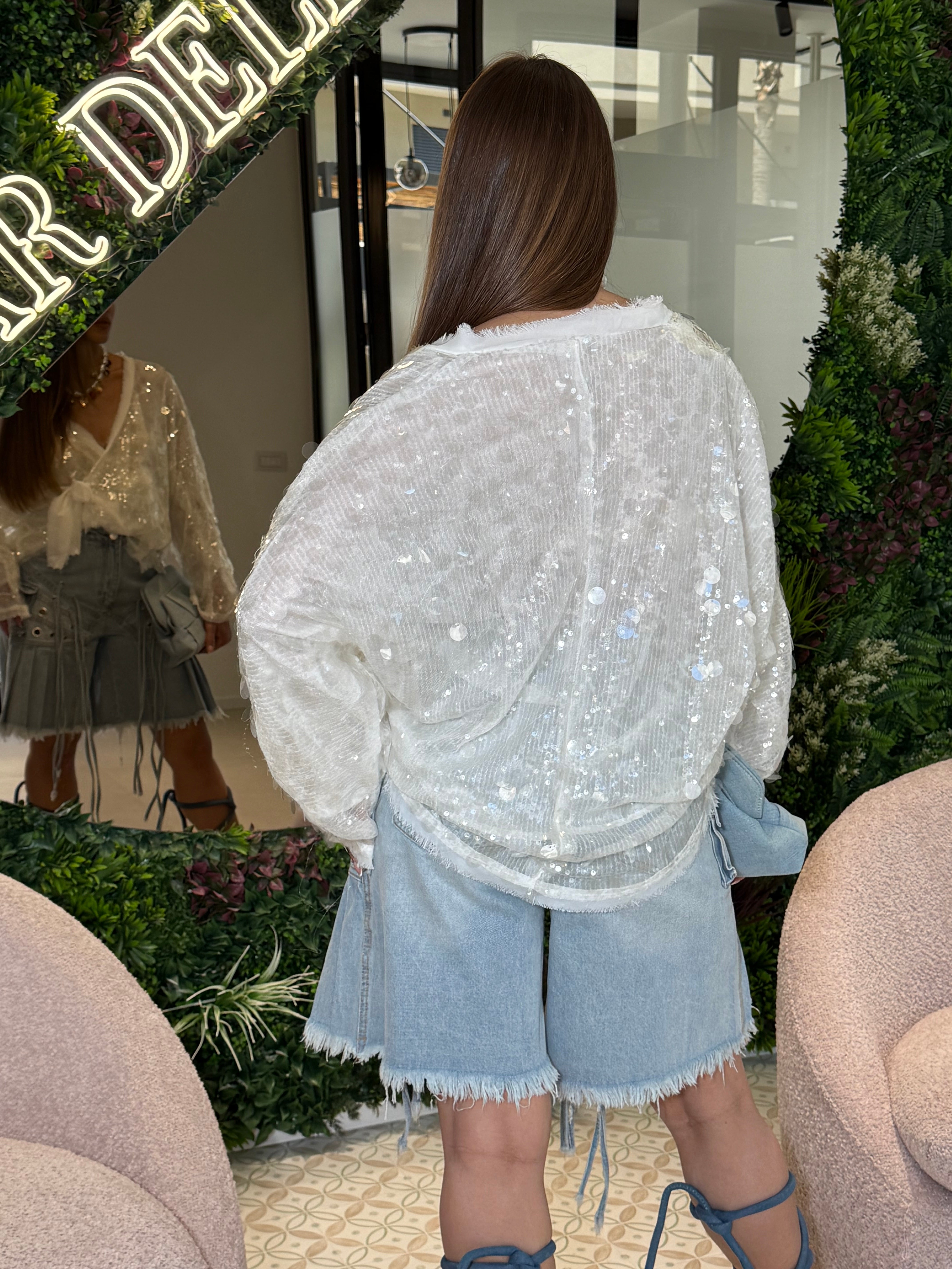 Camicia incrocio con paillettes