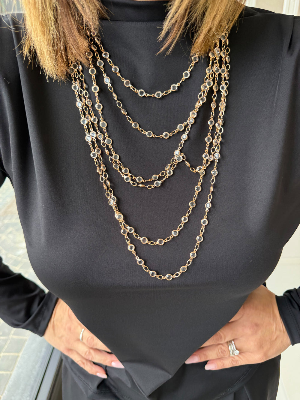 Collana fili e pietre gold