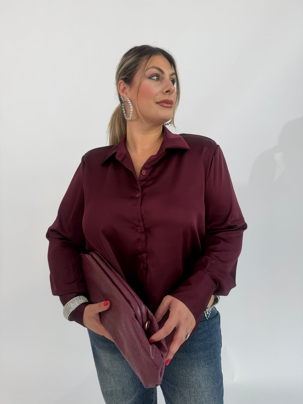 Camicia in raso curvy