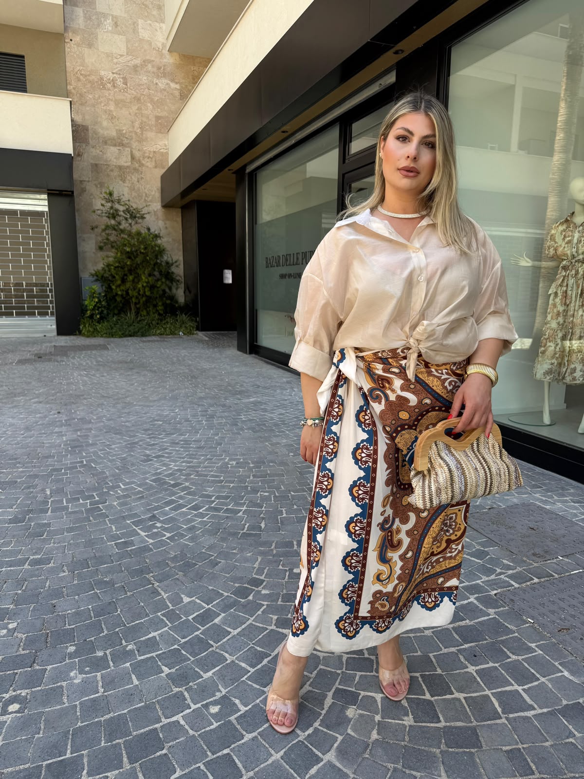 Camicia velata beige