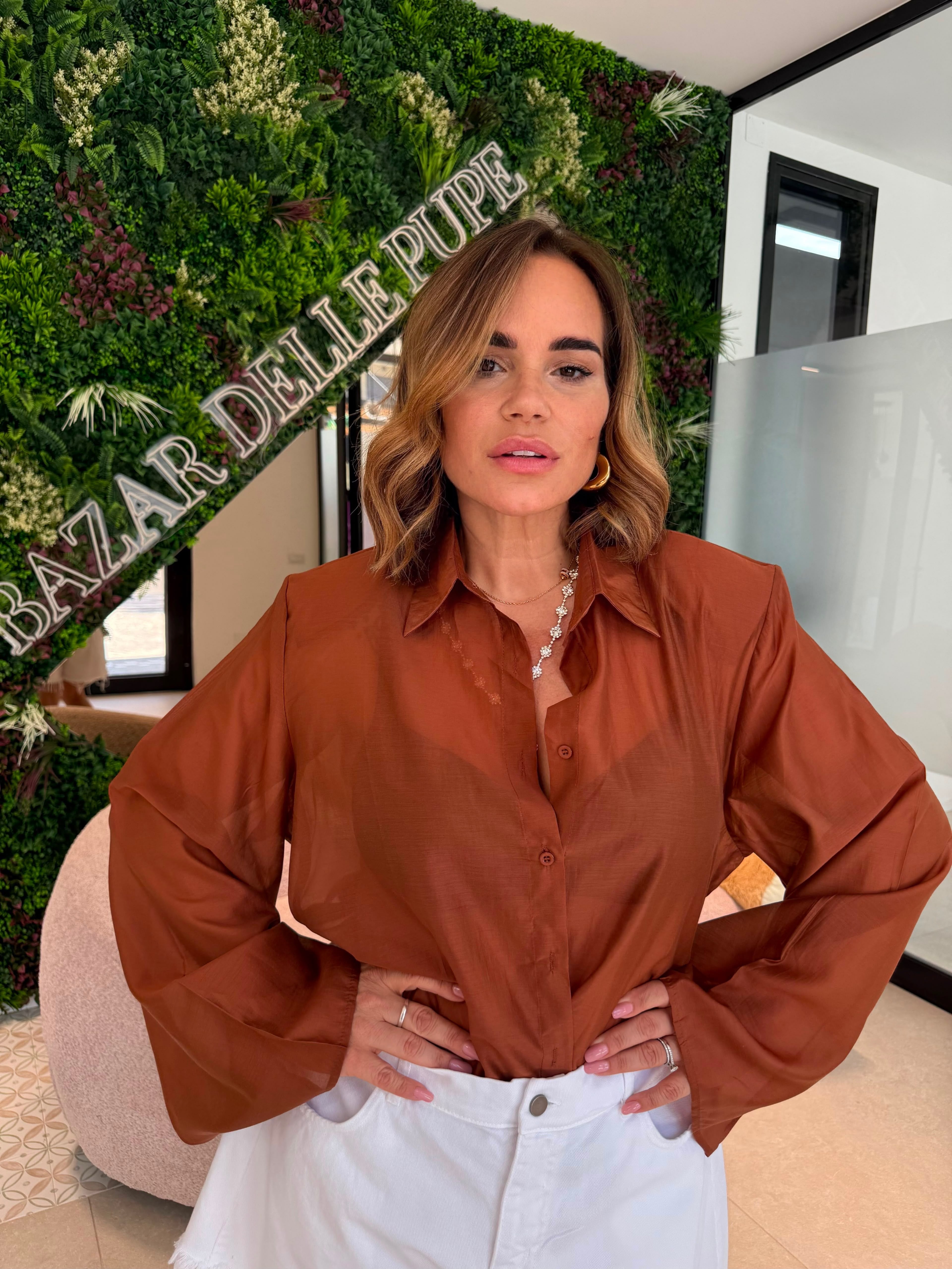 Camicia velata manica larga