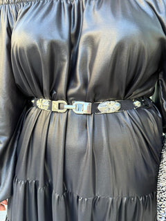 Cintura elastica con dettagli silver