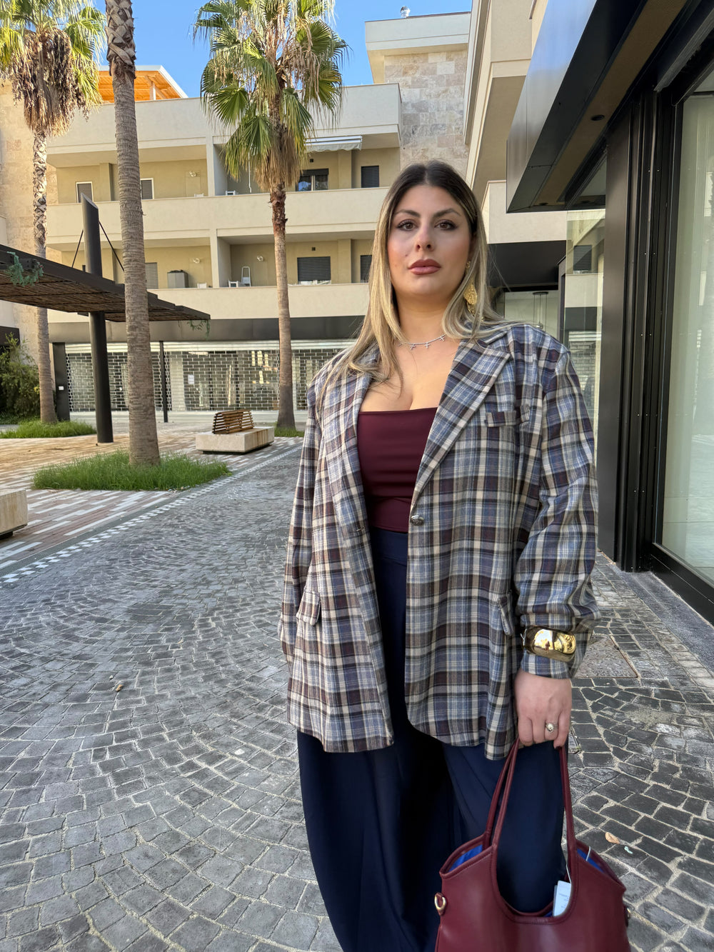 Giacca a quadri curvy