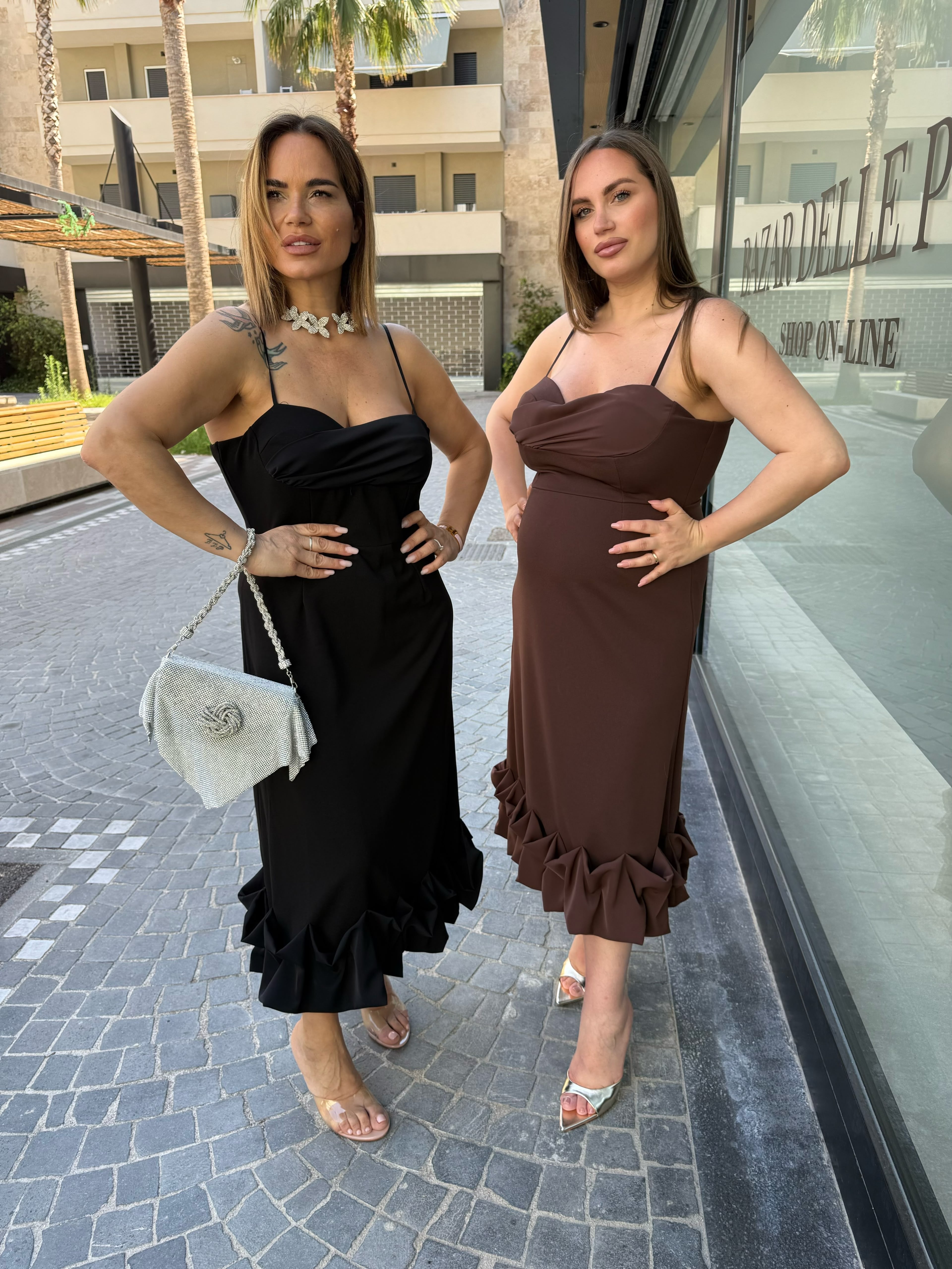 Abito tubino con rouche curvy