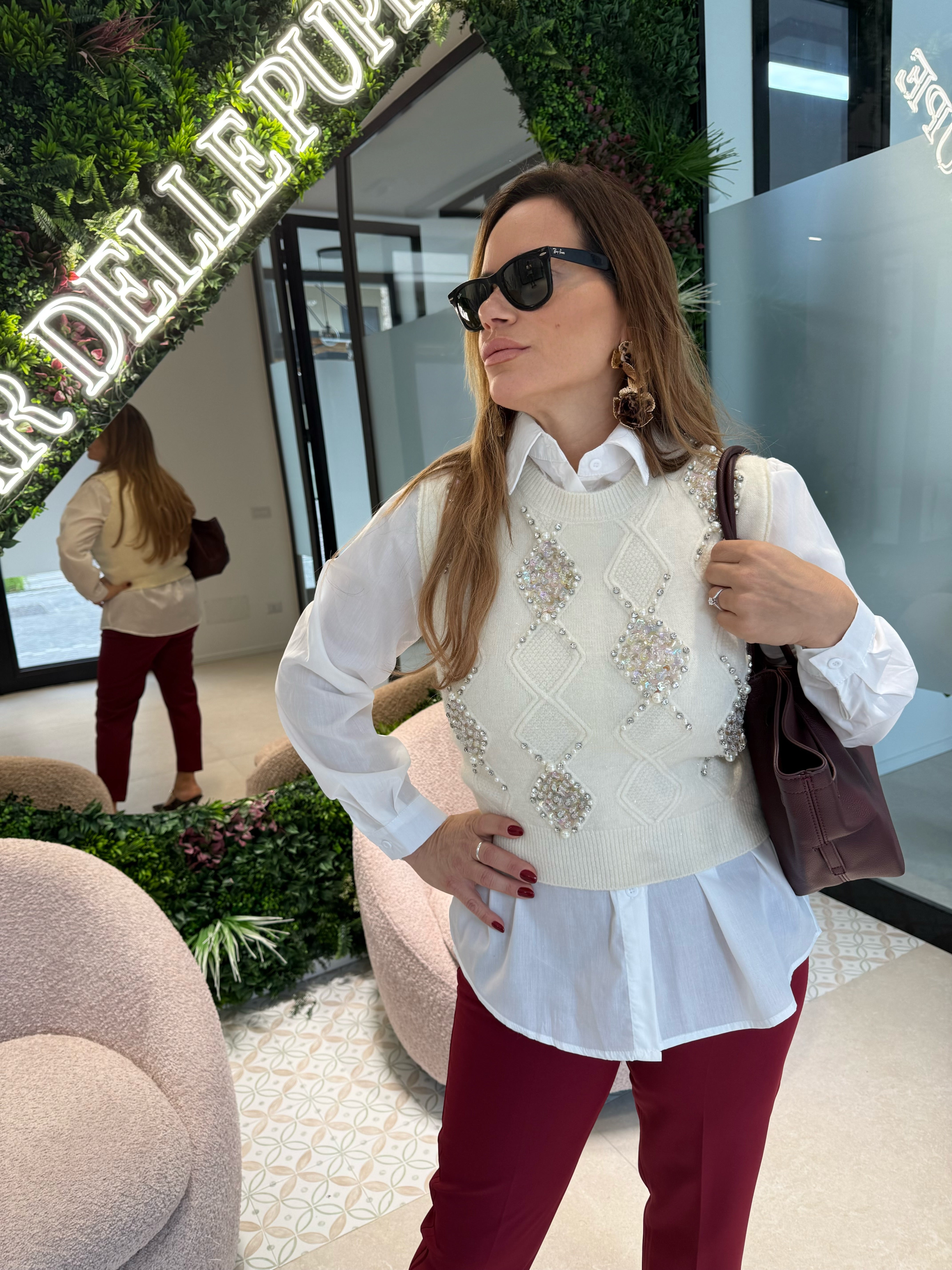 Camicia con gilet in lana