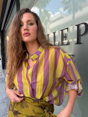 Camicia velata righe curvy