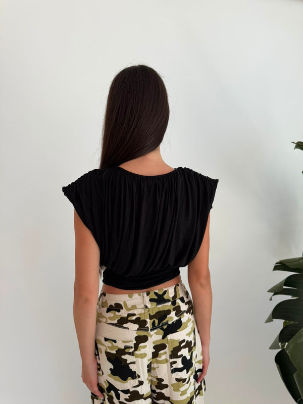 Top crop drappeggiato