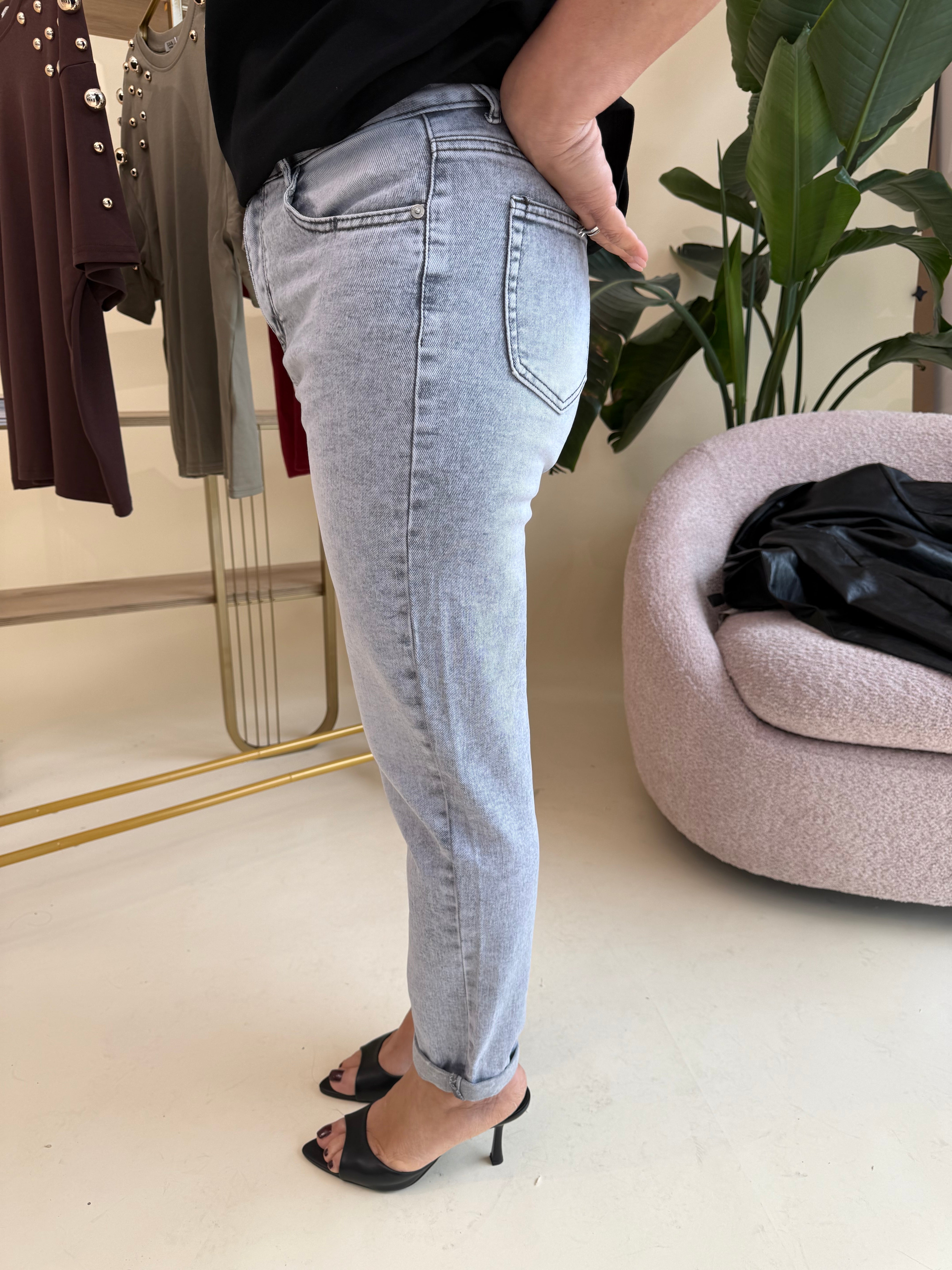 Jeans mom fit grigio curvy