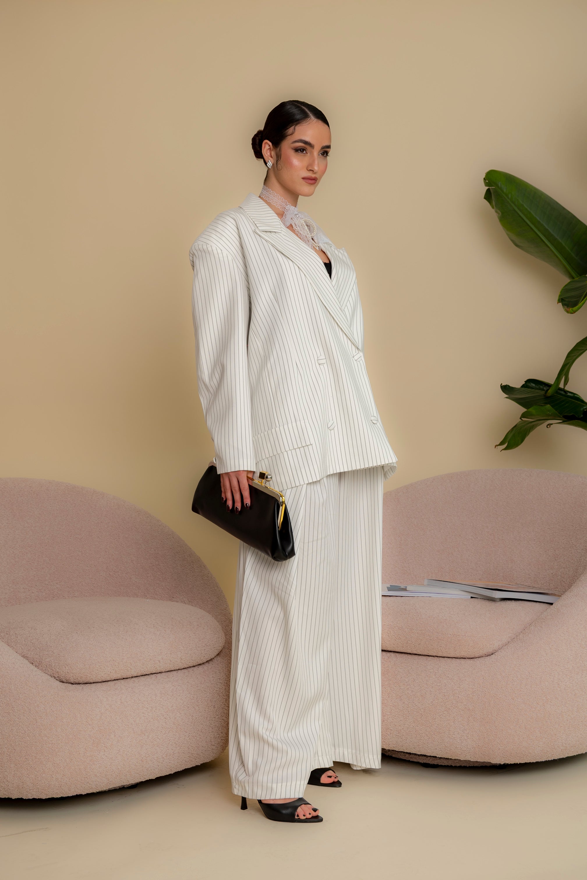 Giacca gessata white