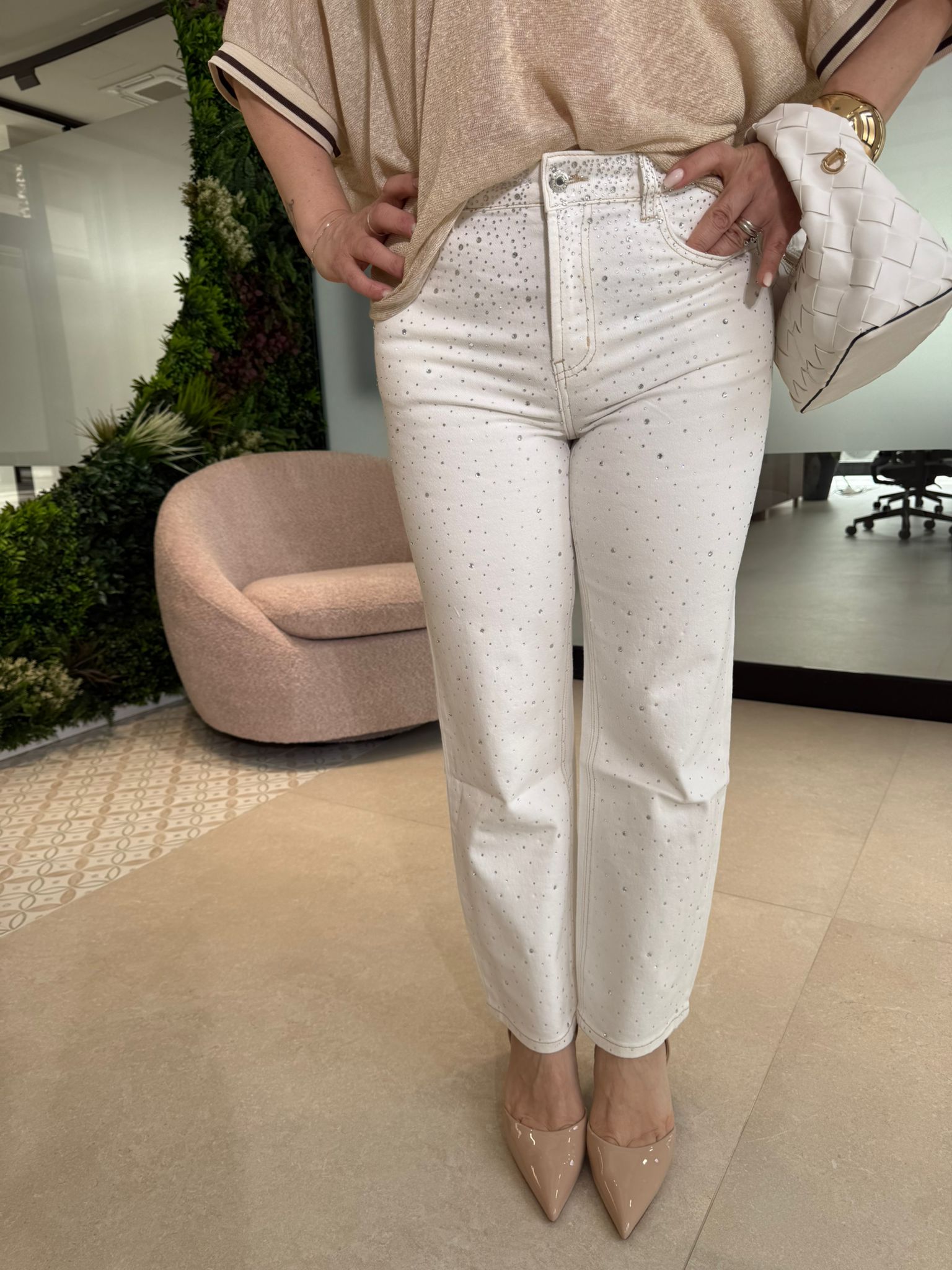 Jeans mom fit strass