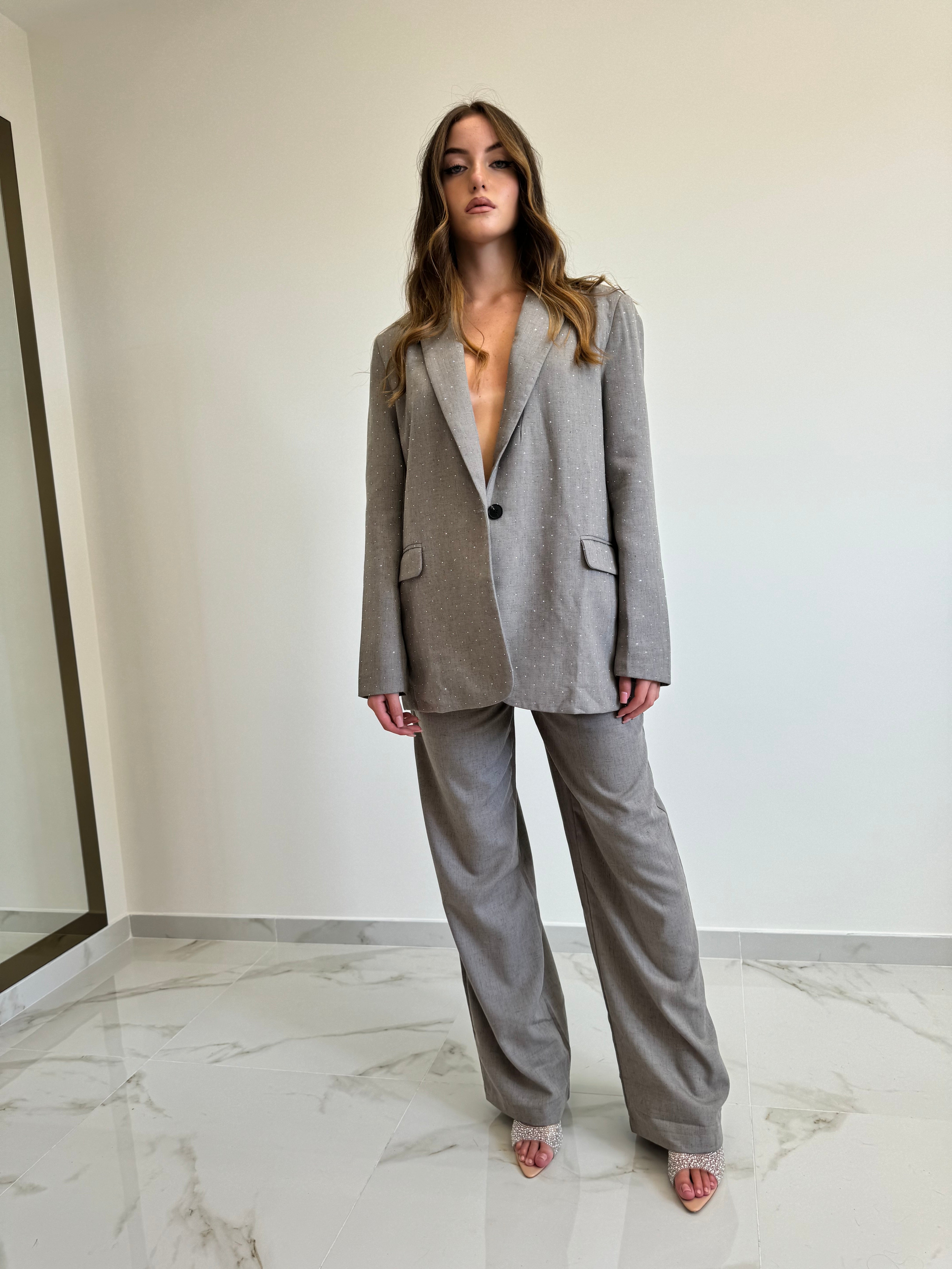 Tailleur strass grigio