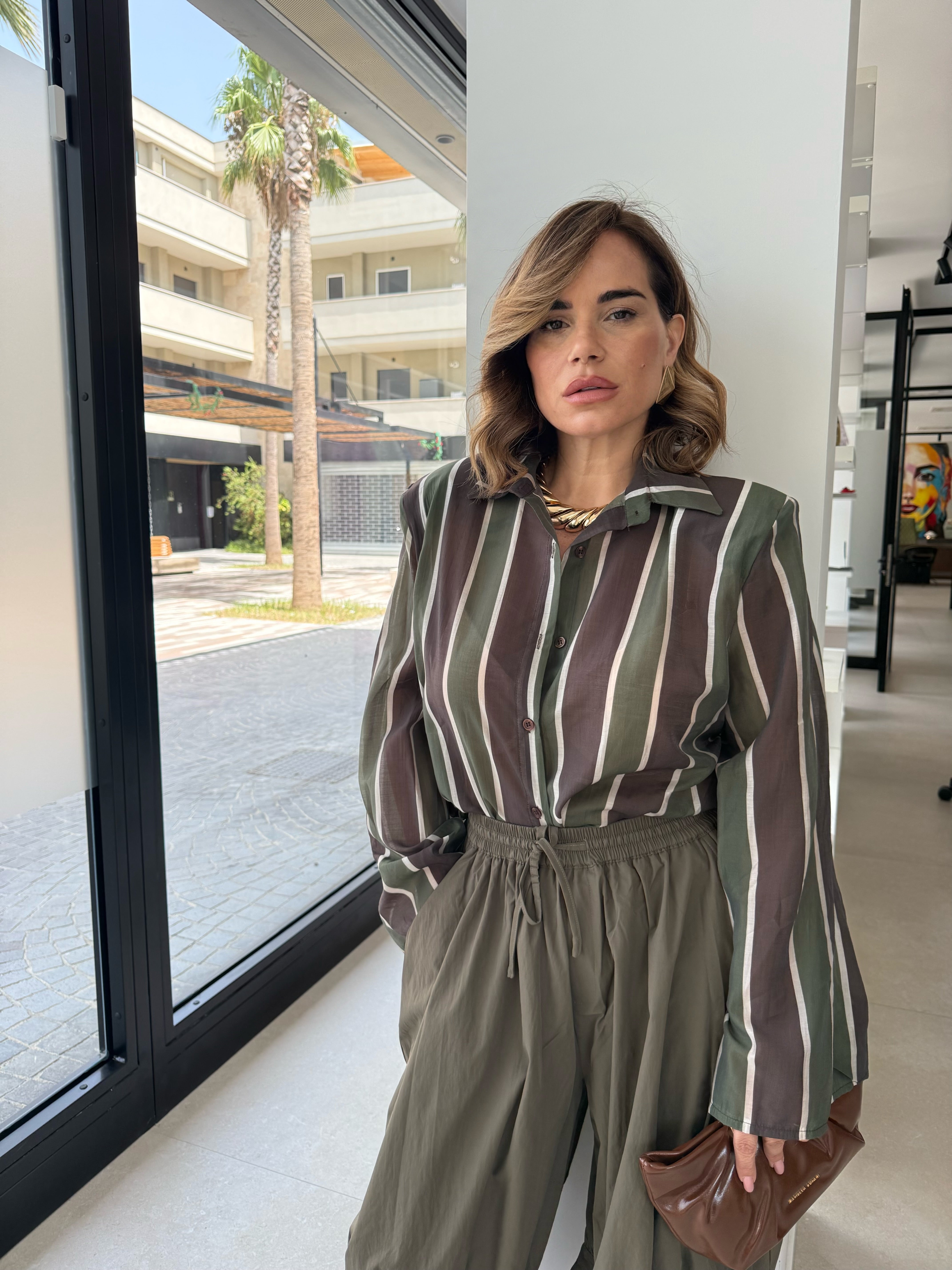 Camicia velata con manica larga curvy