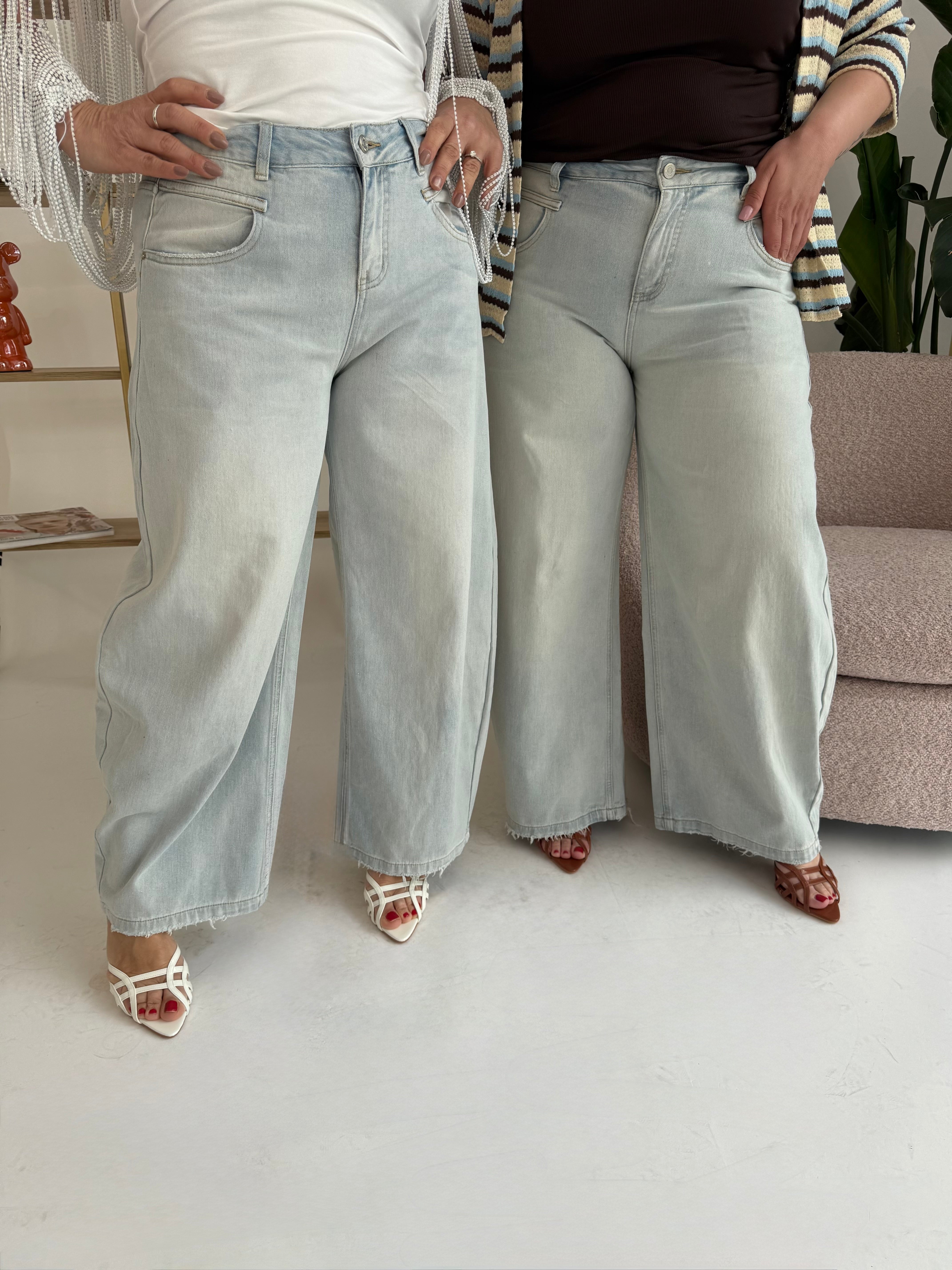Jeans ballon con tasca oro curvy