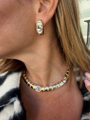 Collana e orecchini coccodrillo con Swarovski