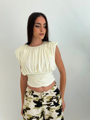 Top crop drappeggiato