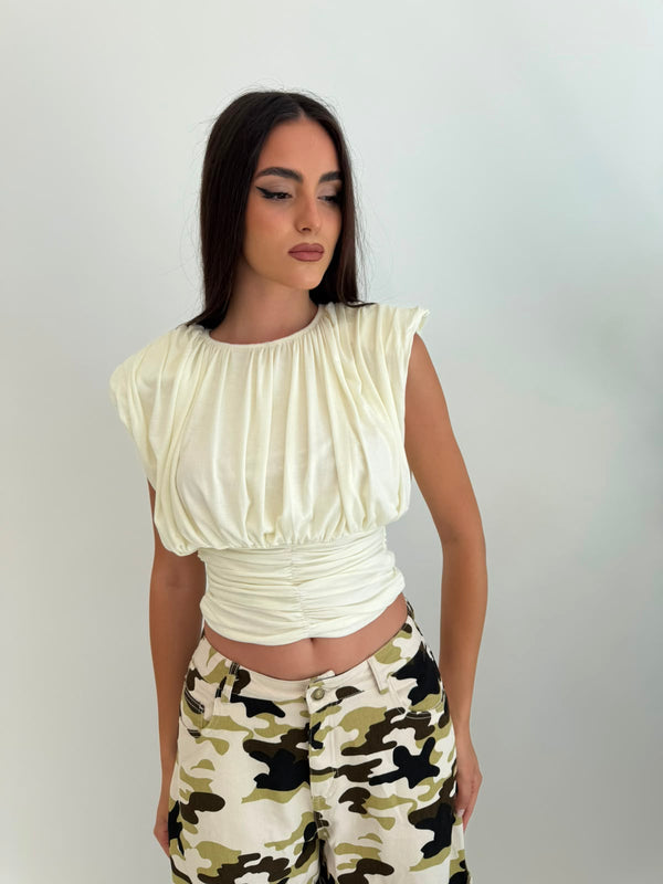 Top crop drappeggiato