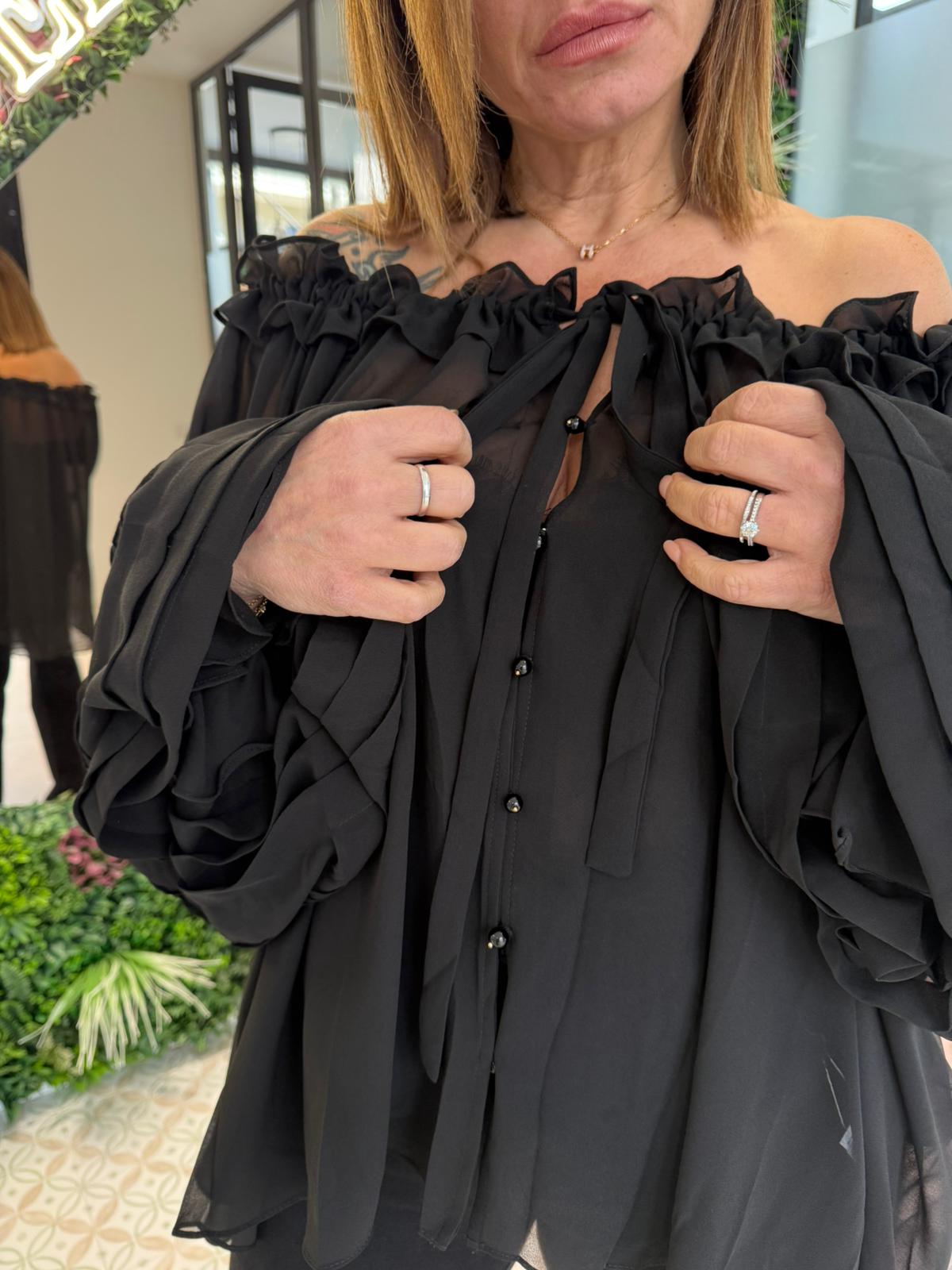 Camicia velata scollo a barca