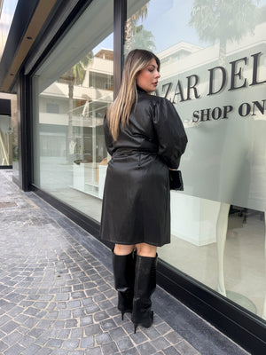 Abito camicia in ecopelle curvy