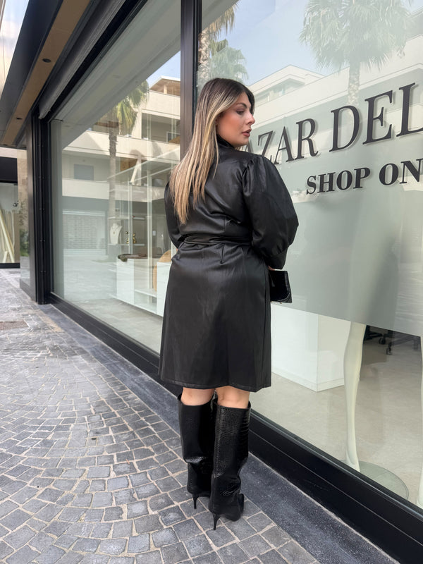 Abito camicia in ecopelle curvy
