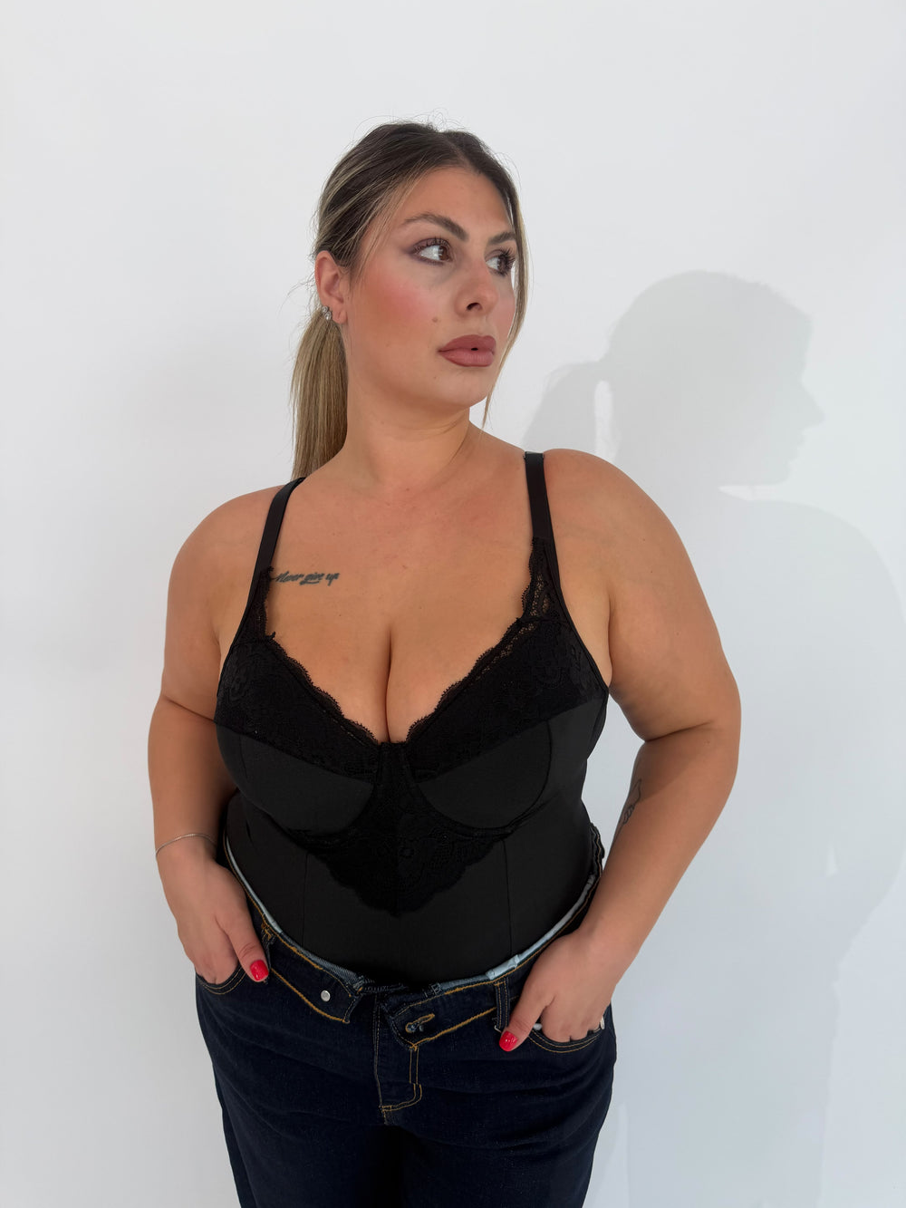 Body con dettagli in pizzo curvy